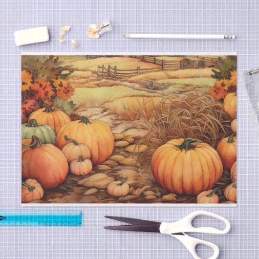 Papier Mousseline Ferme citrouille automne récolte Thanksgiving (Artisanat)