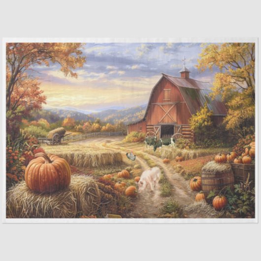 Papier Mousseline Ferme d'automne (Recto)