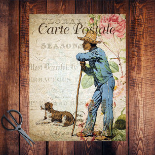 Papier Mousseline Ferme de campagne Fermier et son chien