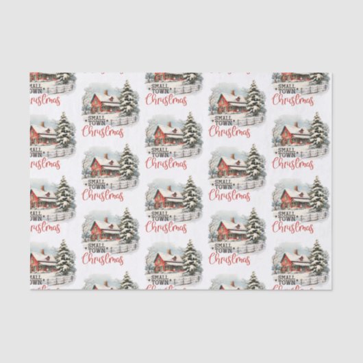 Papier Mousseline Ferme de Noël rustique de petite ville (Recto)