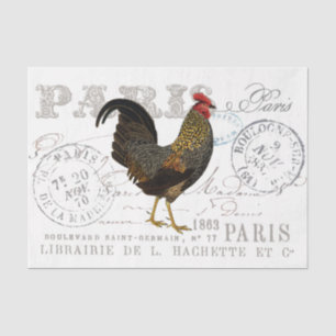 Papier Mousseline Ferme d'Oiseaux de Rooster French Script Decoupage