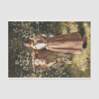 Papier Mousseline Ferme Fille Avec Vache Romantique Farmhouse Scène