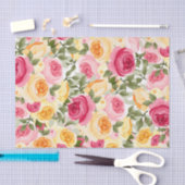 Papier Mousseline Ferme Fleurs Roses Roses Jaunes Chic Shabby Floral (Artisanat)