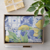 Papier Mousseline Ferme française Citron bleu n Carrelage blanc Déco (Cadeau)