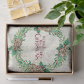 Papier Mousseline Ferme Joyeux Noël Wreath Pine Cone Holly (Cadeau)