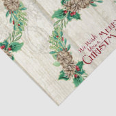 Papier Mousseline Ferme Joyeux Noël Wreath Pine Cone Holly (Détail)
