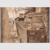 Papier Mousseline Ferme Maison bois Grange Poulet Découpage (Recto)