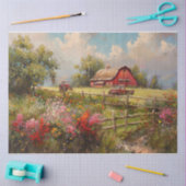 Papier Mousseline Ferme rouge (Artisanat)