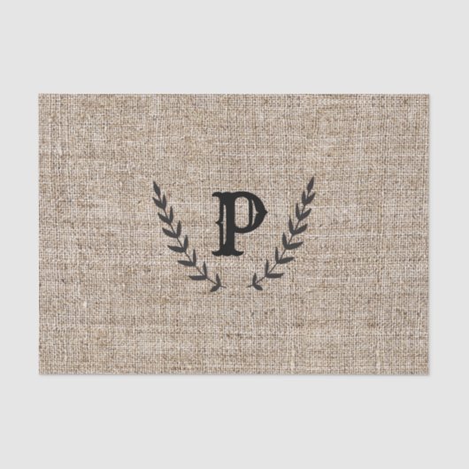 Papier Mousseline Ferme rustique Burlap & Black Botanical Laurel (Recto)