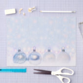 Papier Mousseline Festif boules de Noël en argent sur la neige (Artisanat)