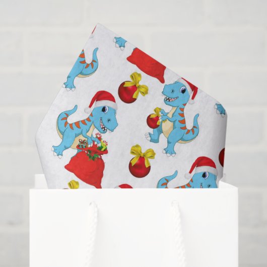Papier Mousseline Festif Dimosaur motif tissu de Noël (Sac cadeau)