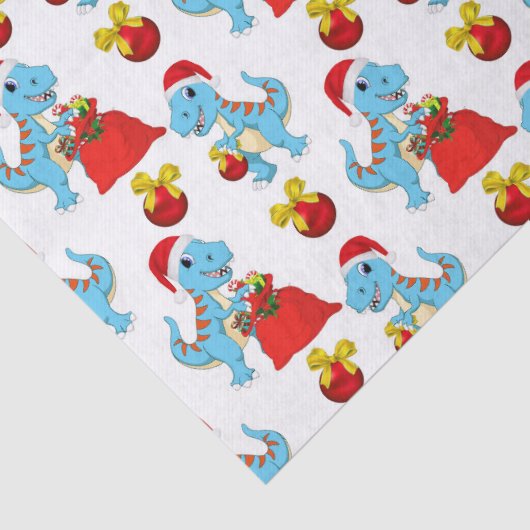 Papier Mousseline Festif Dimosaur motif tissu de Noël (Détail)