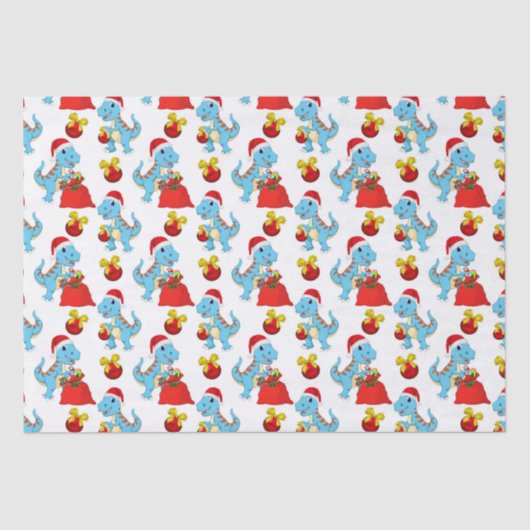 Papier Mousseline Festif Dimosaur motif tissu de Noël (Recto)