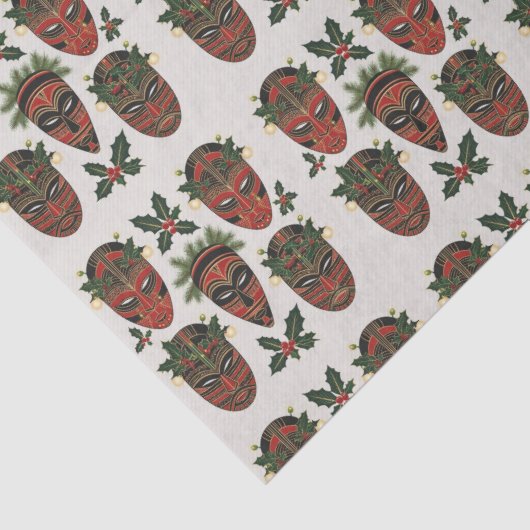 Papier Mousseline Festif Masques Tribaux Papier Tissu (Détail)