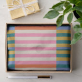 Papier Mousseline Festif moderne Plaid Orange, Rose, Bleu & Vert (Cadeau)