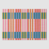 Papier Mousseline Festif moderne Plaid Orange, Rose, Bleu & Vert (Recto)