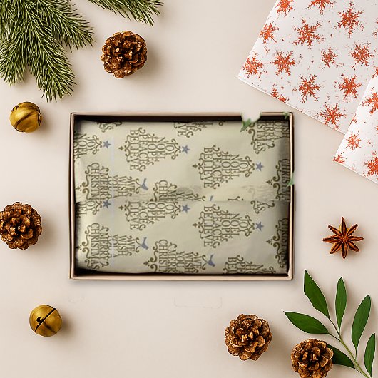 Papier Mousseline Festif Motif de script de crème