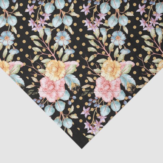 Papier Mousseline Festif Night Blooms (Détail)