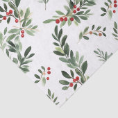 Papier Mousseline Festif Noël Foliage Aquarelle Style Vacances (Détail)