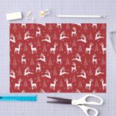 Papier Mousseline Festif Red White Reindeer Noël Arbre de Noël (Artisanat)
