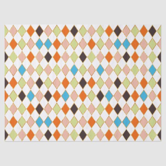 Papier Mousseline Festif Retro Pastel Diamond Motif (Recto)