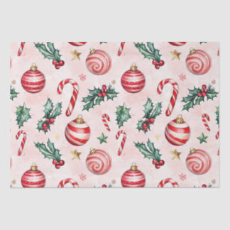 Papier Mousseline Festif Rouge rose Vintage Noël
