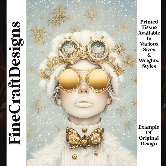 Papier Mousseline Festif Snowy Chic Steampunk Girl Q7 Découpage