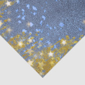 Papier Mousseline Festif Starry Glittery Blue and Gold Modern Glam (Détail)