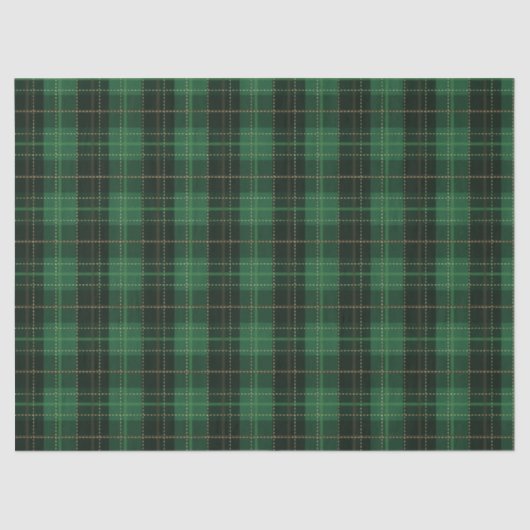 Papier Mousseline Festif Vert hiver Noël Plaid Motif (Recto)