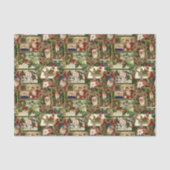 Papier Mousseline Festif Vintage Noël Ephémère Collage-Green (Recto)