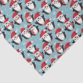 Papier Mousseline Festive Christmas Penguins in Santa Hats (Détail)