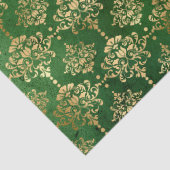 Papier Mousseline Festive Green & Gold Foil hiver Noël Damas (Détail)