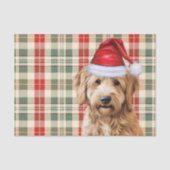 Papier Mousseline Festive Green Plaid Goldendoodle Chien Noël (Recto)