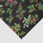 Papier Mousseline Festive Holly Arrière - plan noir (Détail)