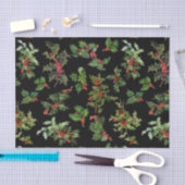 Papier Mousseline Festive Holly Arrière - plan noir (Artisanat)