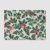 Papier Mousseline Festive Holly Feuilles et Berries Noël (Recto)