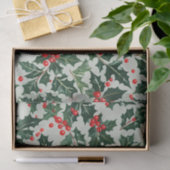 Papier Mousseline Festive Holly Feuilles et Berries Noël (Cadeau)