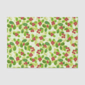 Papier Mousseline Festive Motif de fruits de canneberge, vert (Recto)