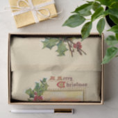 Papier Mousseline Festive Noël Holly et Rustic Winter Scene (Cadeau)
