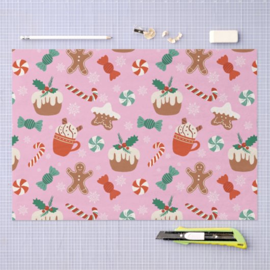Papier Mousseline Festive Noël Sweet Traitements Motif (Artisanat)