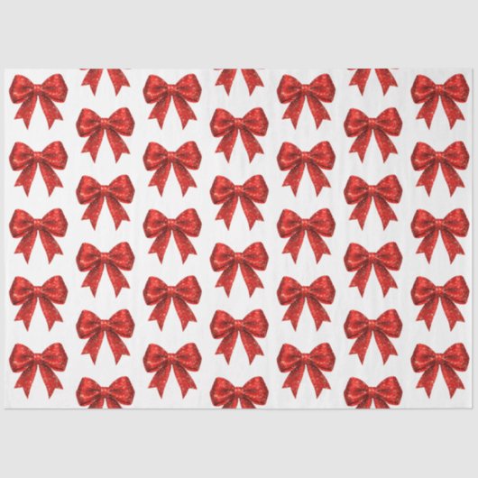 Papier Mousseline Festive Parties scintillant rouge Coquette Bow Noë (Recto)