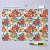 Papier Mousseline Festive Poinsettia Noël Rétro (Artisanat)