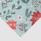 Papier Mousseline Festive Poinsettias et Holly Berries Noël (Détail)
