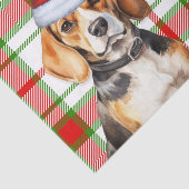 Papier Mousseline Festive Red Green Plaid et chien Beagle Noël (Détail)