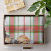 Papier Mousseline Festive Red Green Plaid et chien Beagle Noël (Cadeau)