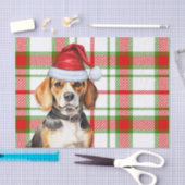 Papier Mousseline Festive Red Green Plaid et chien Beagle Noël (Artisanat)