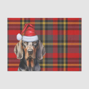 Papier Mousseline Festive Red Plaid et BT Coonhound Noël