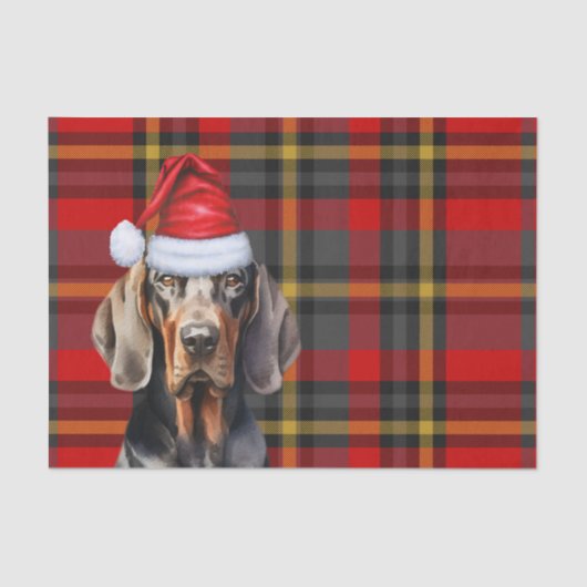 Papier Mousseline Festive Red Plaid et BT Coonhound Noël (Recto)