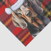 Papier Mousseline Festive Red Plaid et BT Coonhound Noël (Détail)