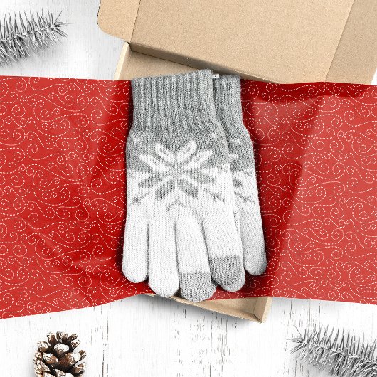 Papier Mousseline Festive Red Swirl Motif Noël